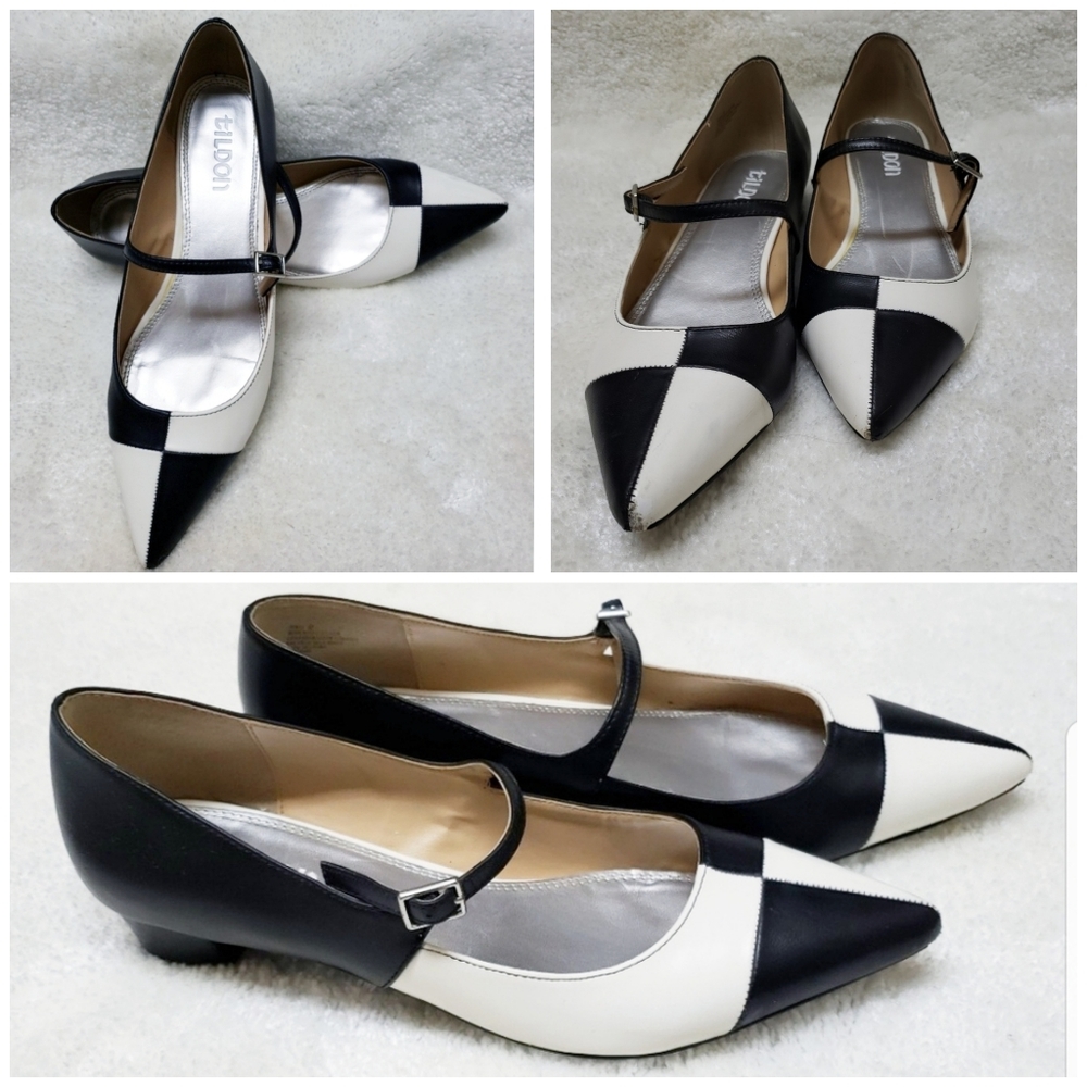 Tildon | Checkerboard Style Strap Block Heel Shoe